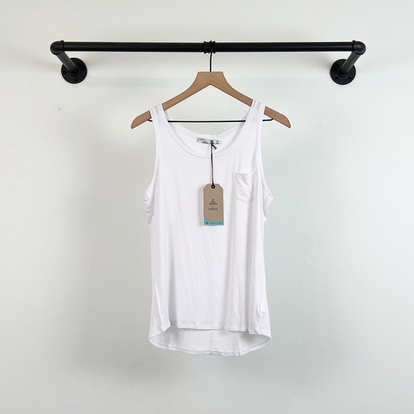 NWT Prana Foundation Scoop Neck Pocket Tank stop in White - Picture 5 of 8